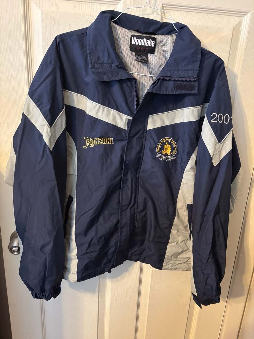 Vintage 2001 Boston Marathon Ronzoni Windbreaker Jacket Size Large
